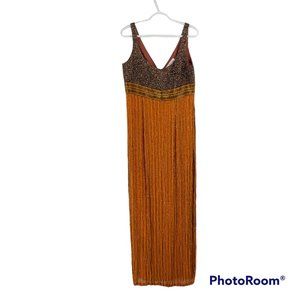 Vintage Brown and Orange Maxi Dress